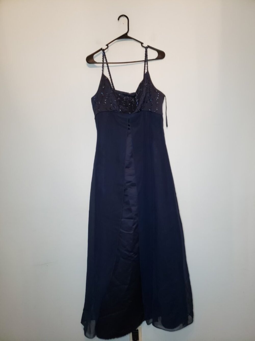 Modern Maids Womens 16 Formal Long Dress Bridesmaid Prom Beaded Fairy Blue
